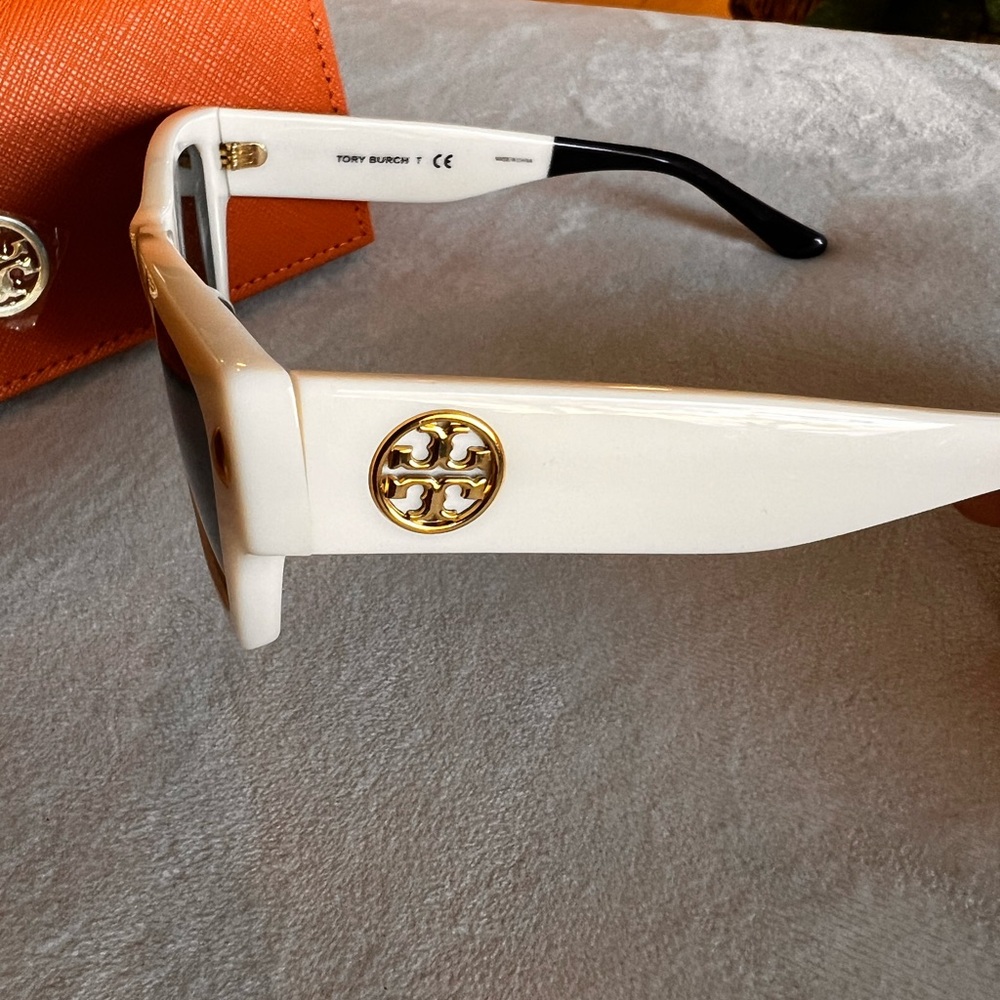 Tory Burch White Sunglasses Rectangular Frames - image 2